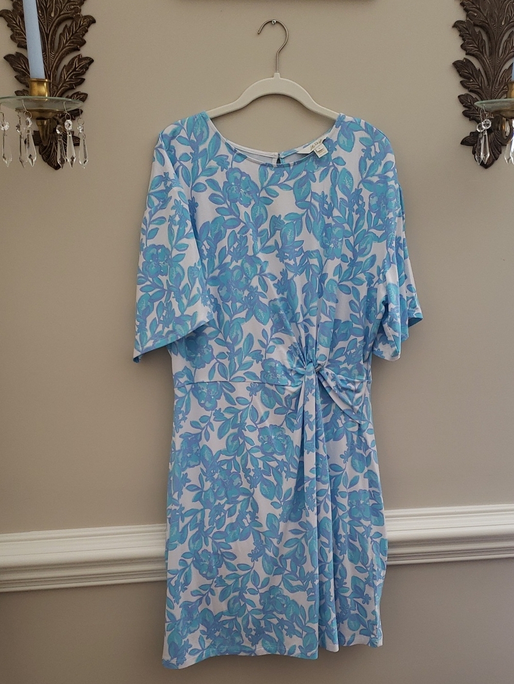 Lilly Pulitzer Blue Floral Tie-Waist Women's Dress